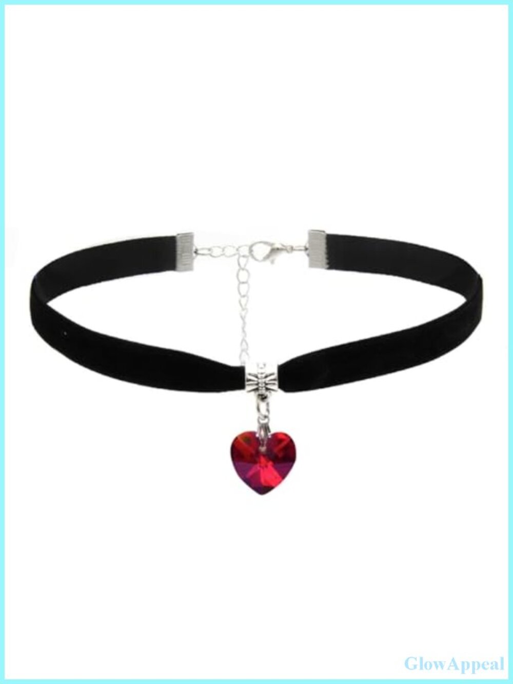 Velvet Choker Necklace with Heart Pendant Adjustable
